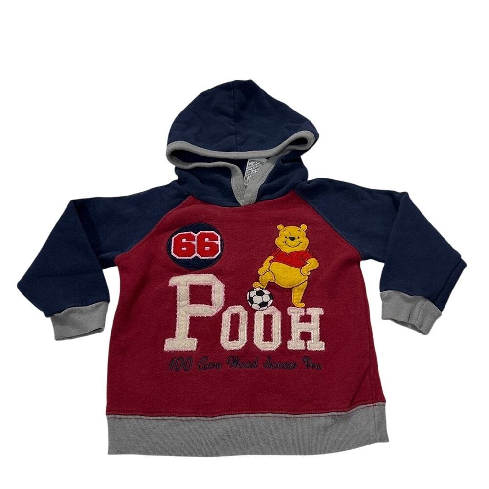 Vintage Disney Y2k Winnie the Pooh Embroidered Soccer Hoodie Sweatshirt 18M Boys
